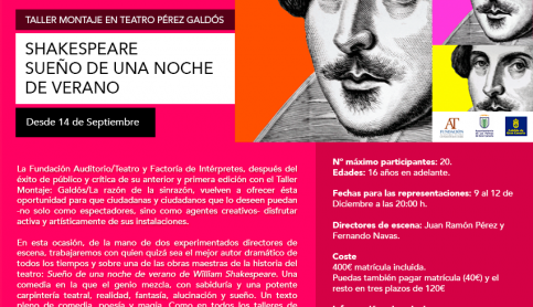 Imagen noticia - El Teatro Pérez Galdós y Factoría de Intérpretes vuelven a abrir su taller de teatro de la mano de William Shakespeare